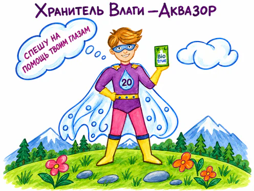 Детский рисунок героя «Хранитель влаги Аквазор»